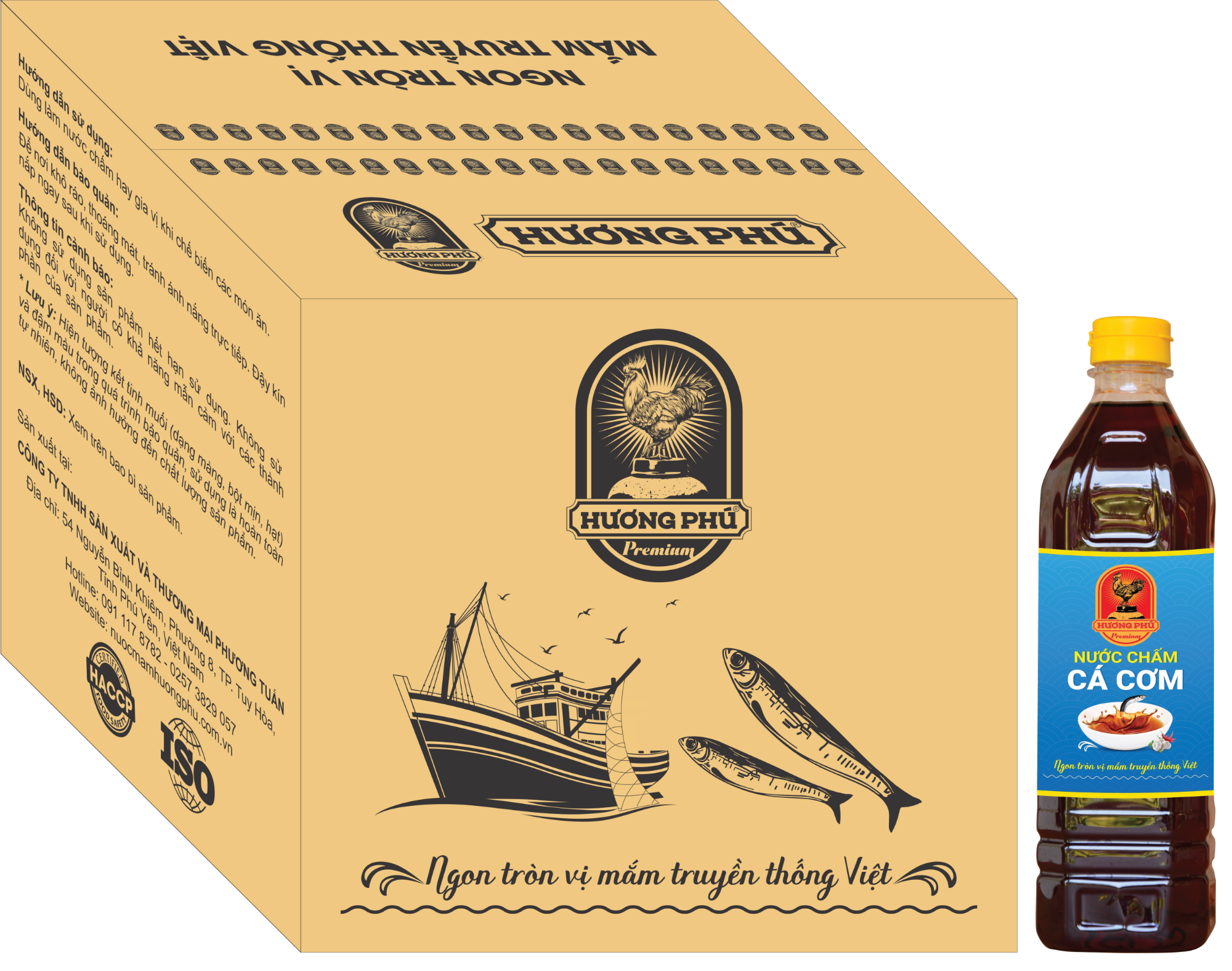 THÙNG 06 CHAI NƯỚC MẮM NHỈ CÁ CƠM CỐT ĐẶT BIỆT HƯƠNG PHÚ - 40 ĐỘ ĐẠM - 300ML