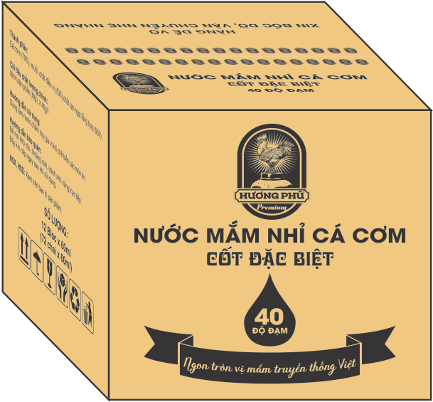 THÙNG QUÀ TẾT 72 CHAI NƯỚC MẮM NHỈ CÁ CƠM CỐT ĐẶC BIỆT HƯƠNG PHÚ - 40 ĐỘ ĐẠM - 60ML
