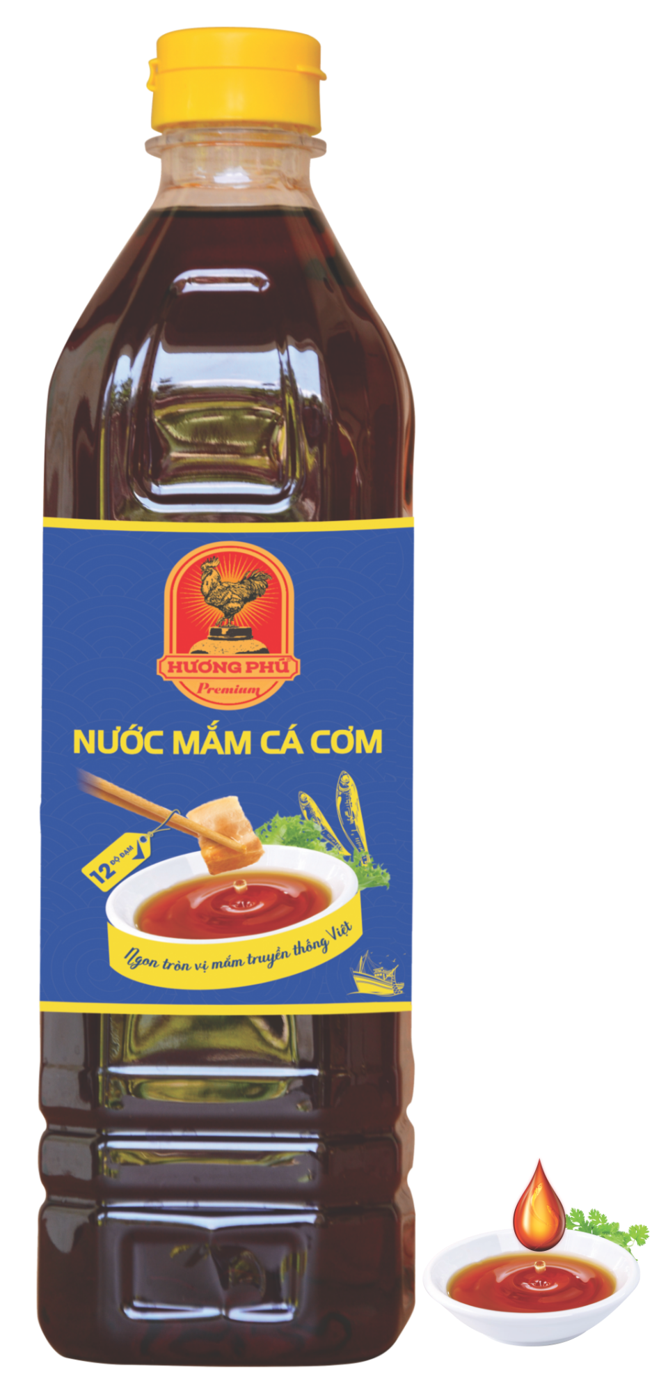 NƯỚC MẮM CÁ CƠM HƯƠNG PHÚ - 12 ĐỘ ĐẠM - 1000ML